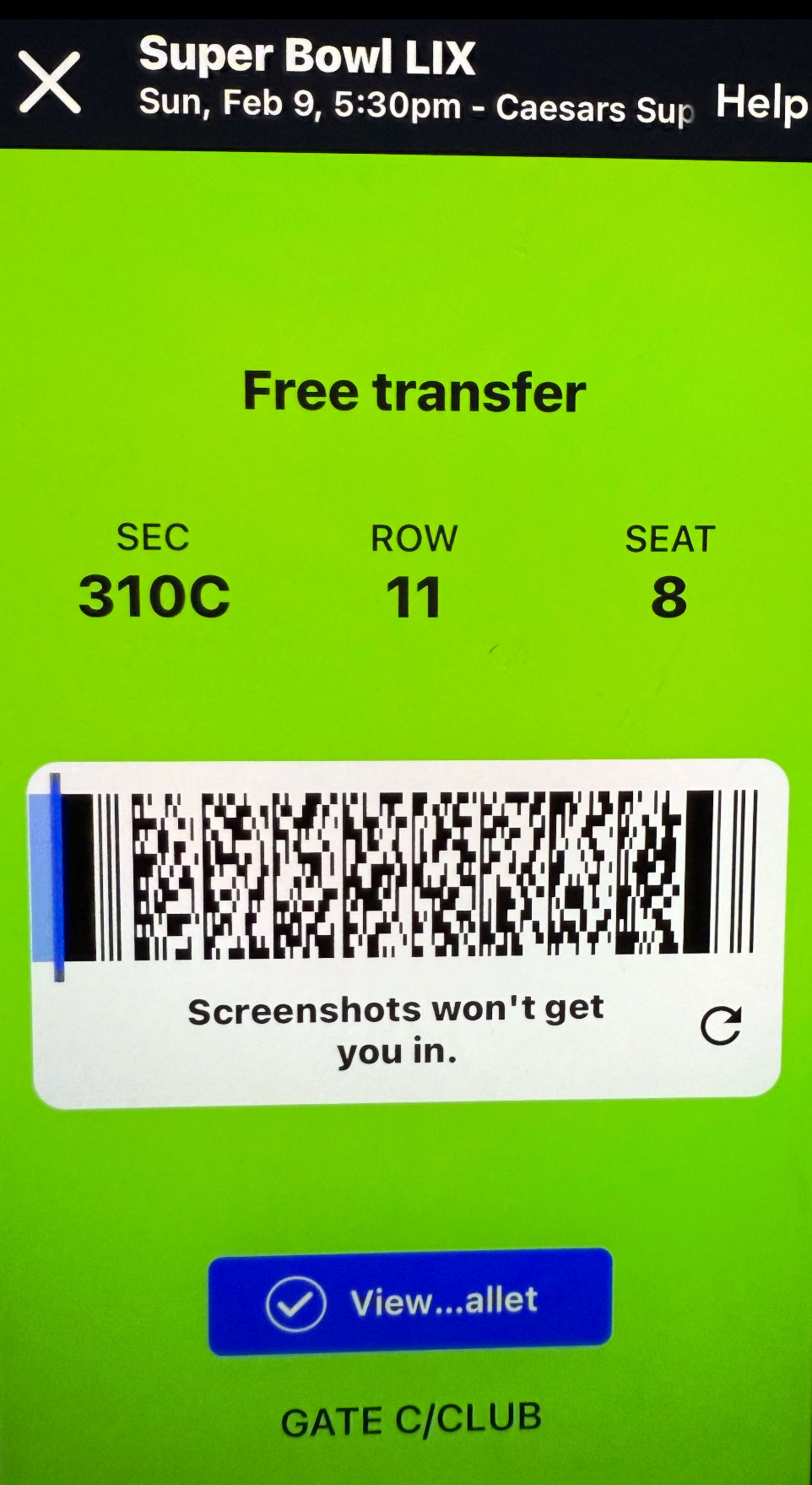 Ticket Master-Super Bowl